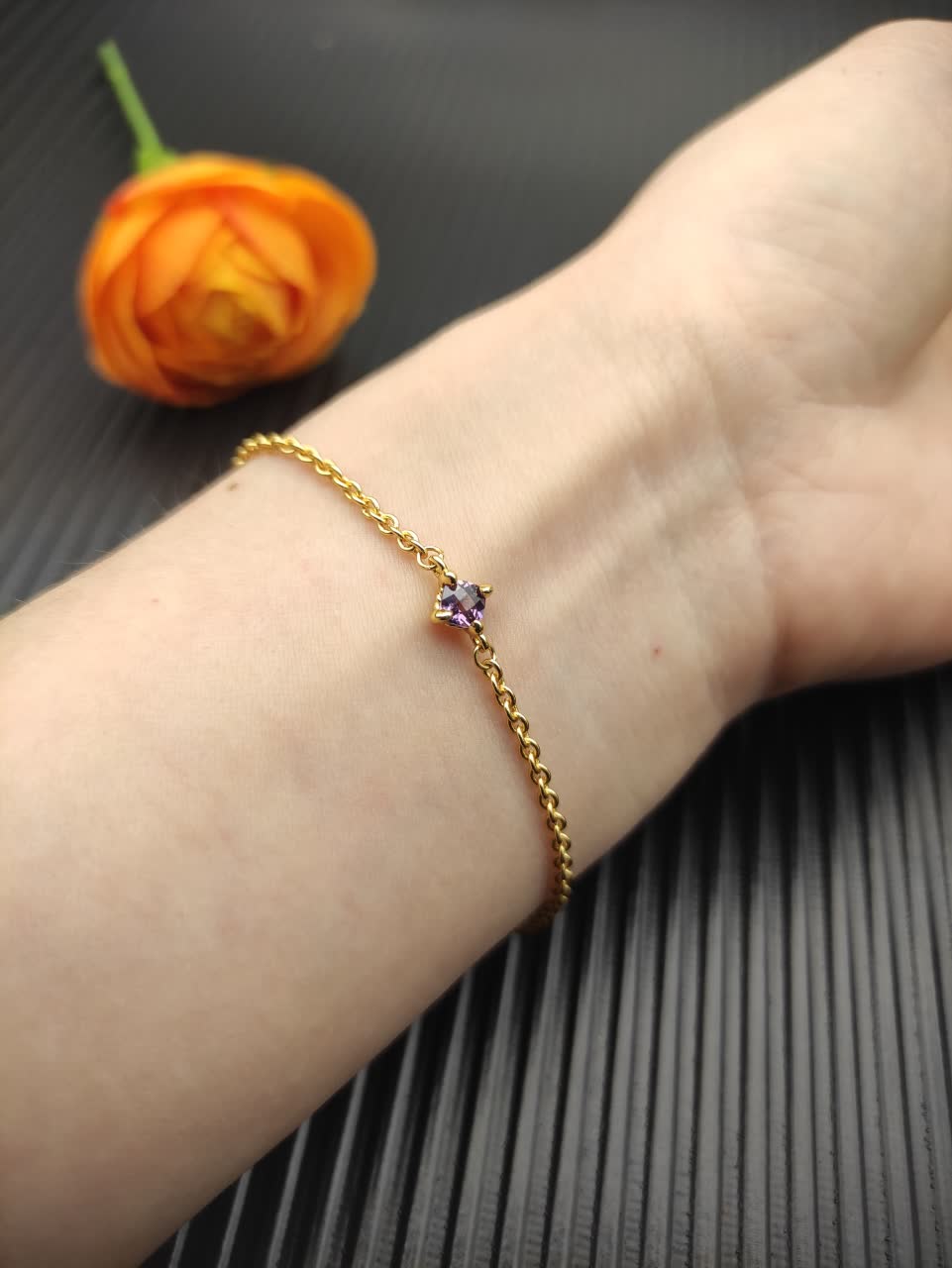 David Yurman Gold Bracelet with Amethyst Gemstone